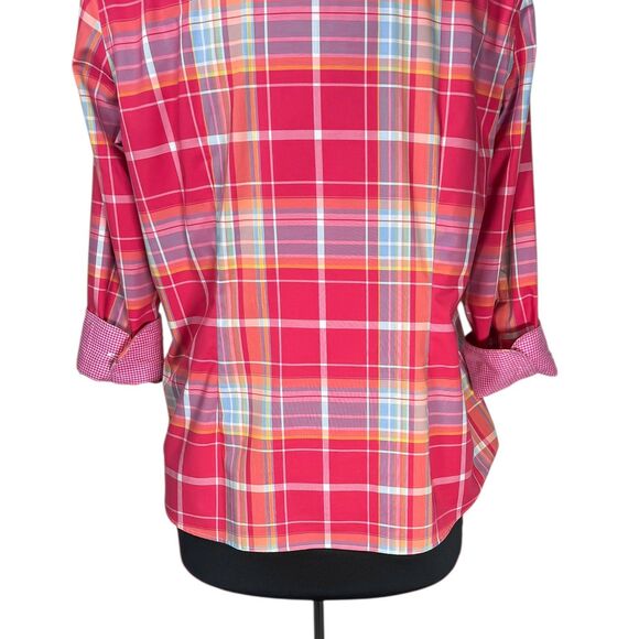 Chaps Ralph Lauren Women’s Shirt L Plaid Cotton Stretch No Iron Preppy Button Up - Picture 8 of 9